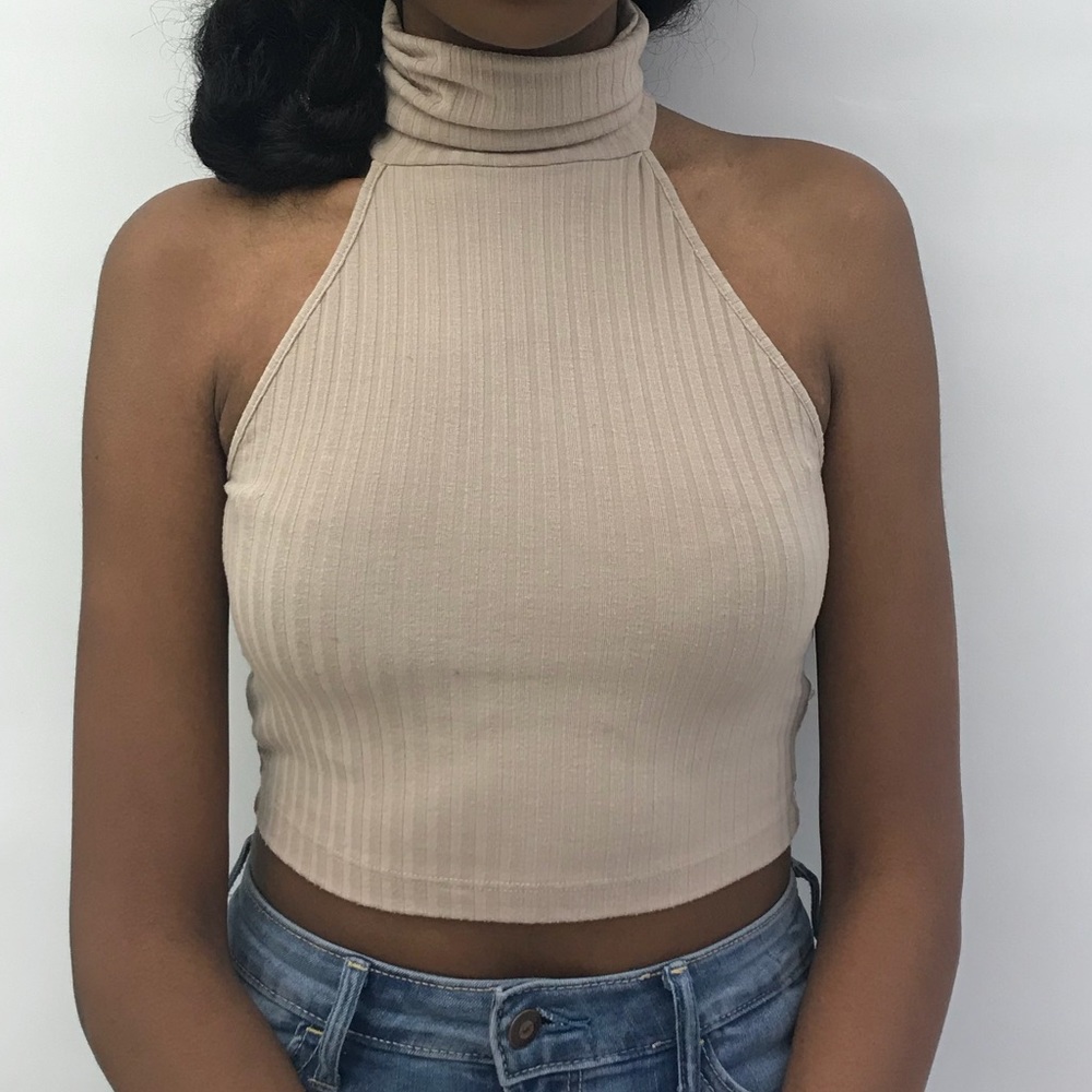 Nude turtleneck tank